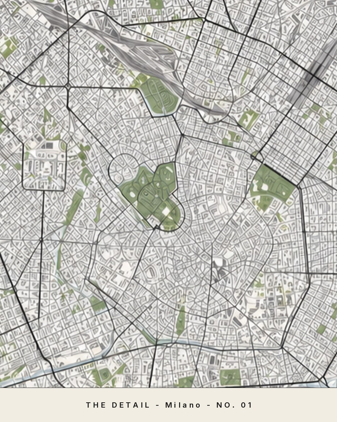 Milano map detail, close crop of the street grid