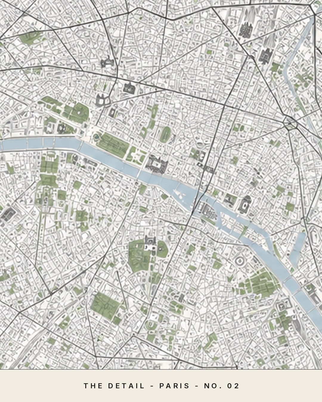PARIS map detail, close crop of the street grid
