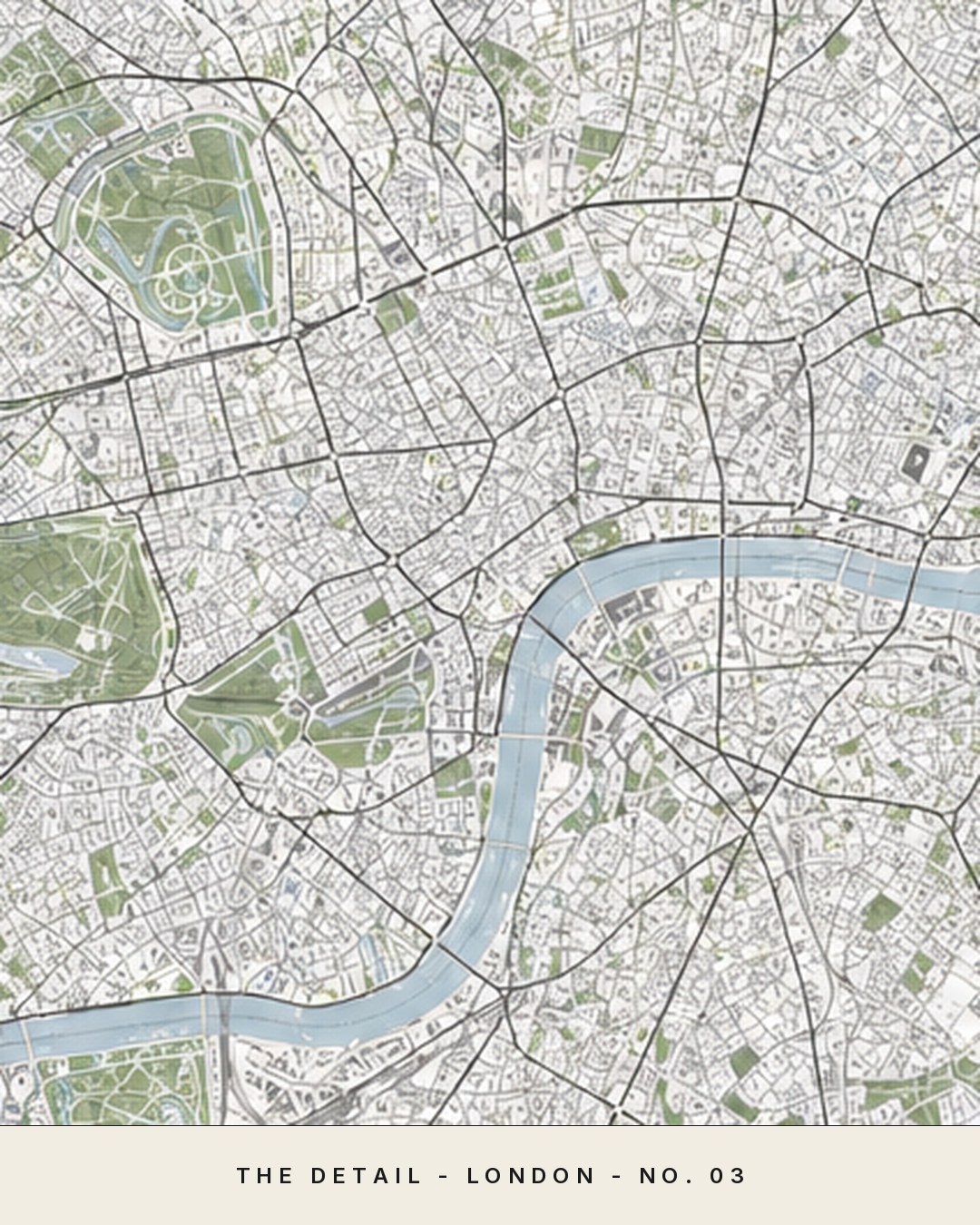 LONDON map detail, close crop of the street grid