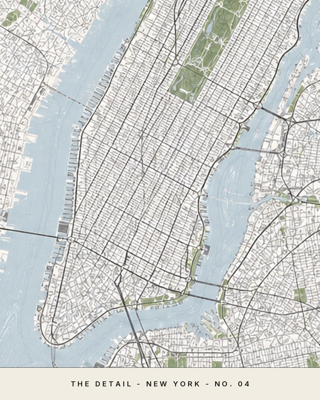 NEW YORK map detail, close crop of the street grid