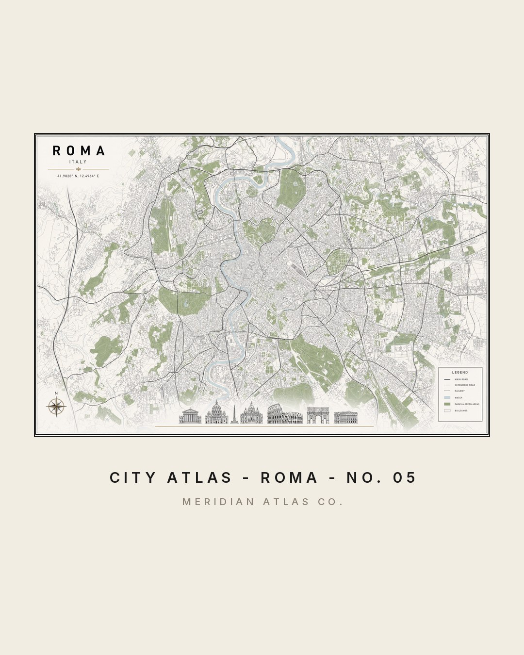ROMA editorial city map print, City Atlas No. 05
