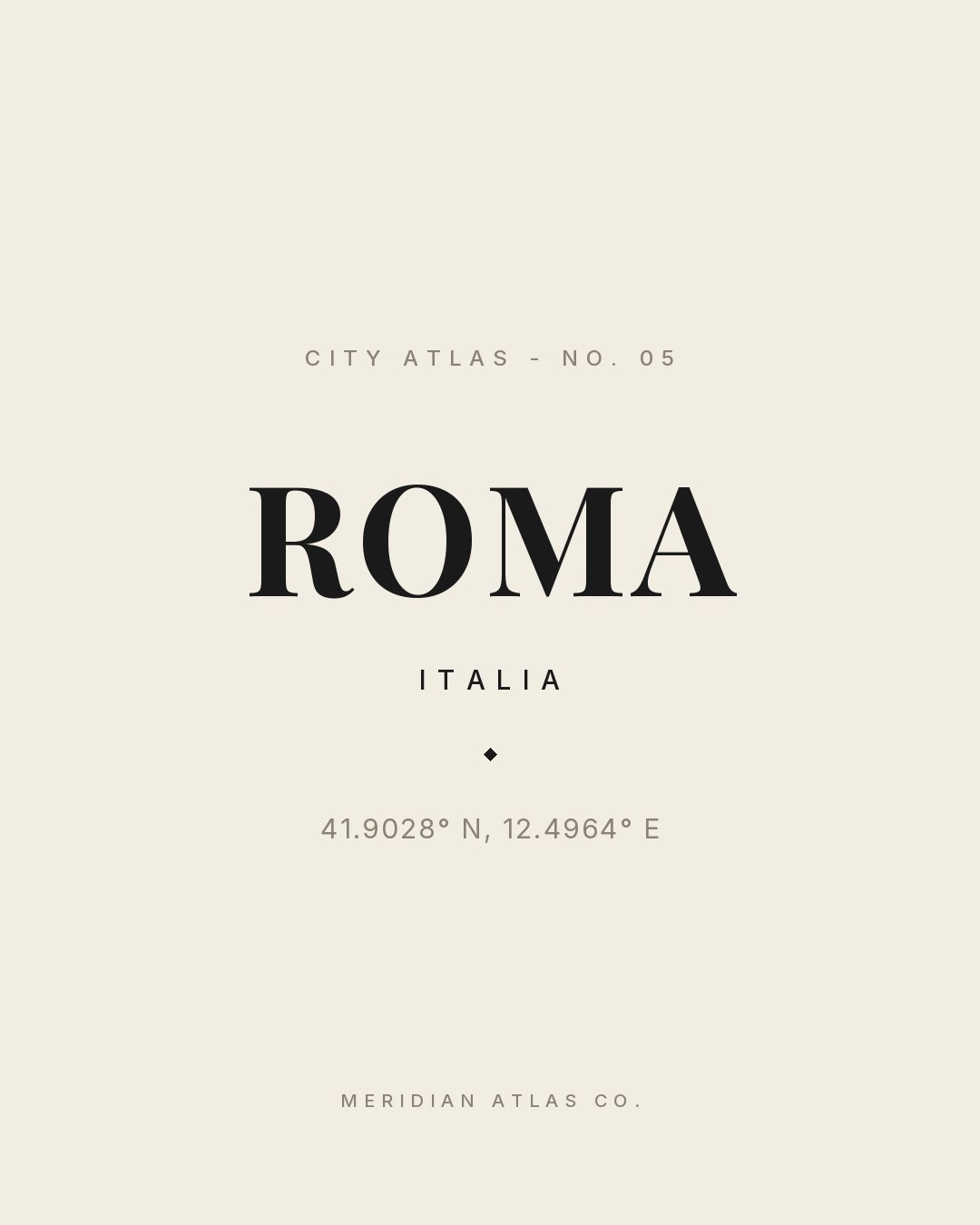 ROMA typographic plate with coordinates