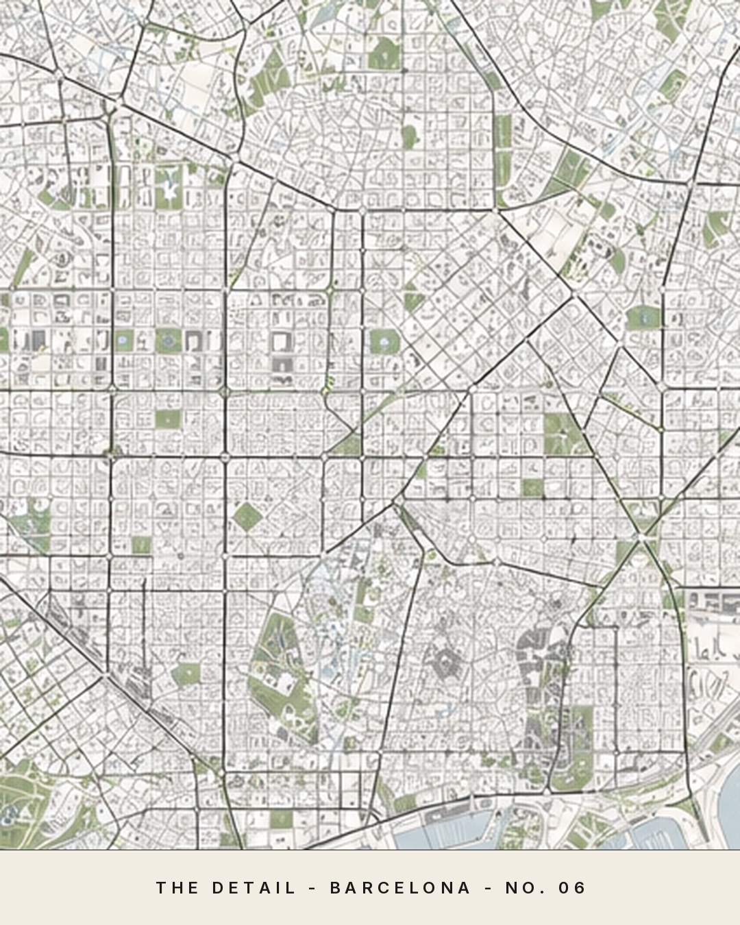 BARCELONA map detail, close crop of the street grid