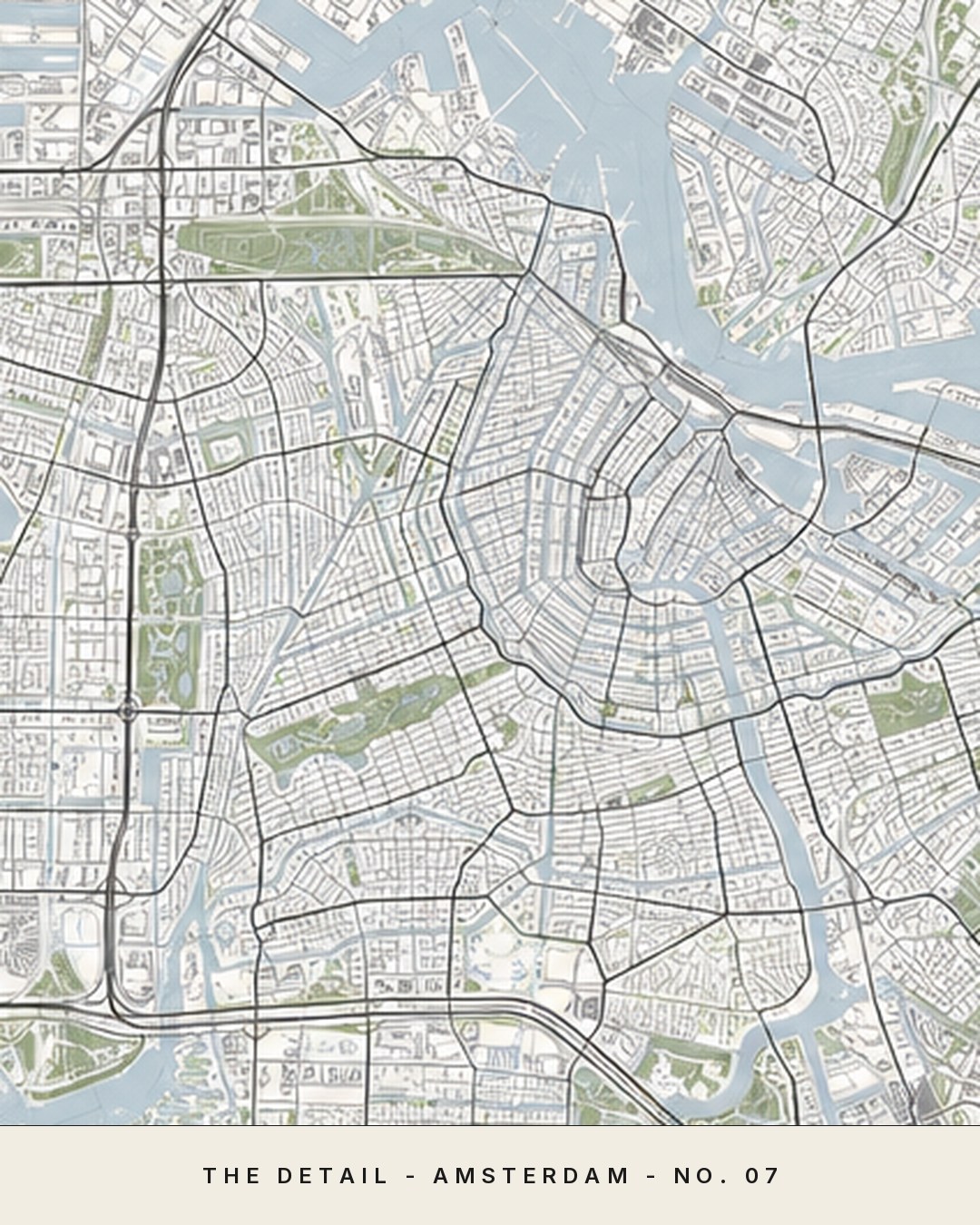 AMSTERDAM map detail, close crop of the street grid