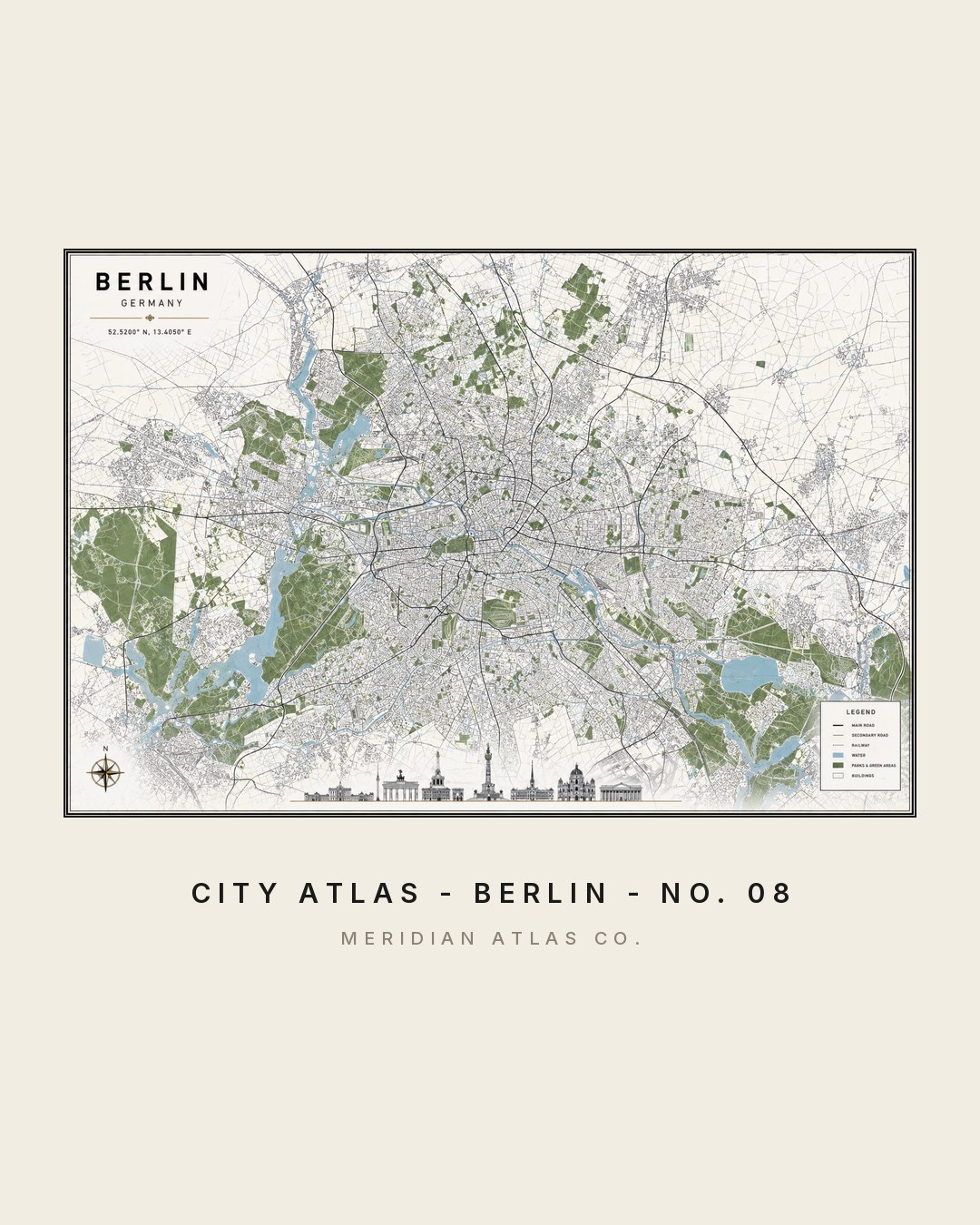 BERLIN editorial city map print, City Atlas No. 08