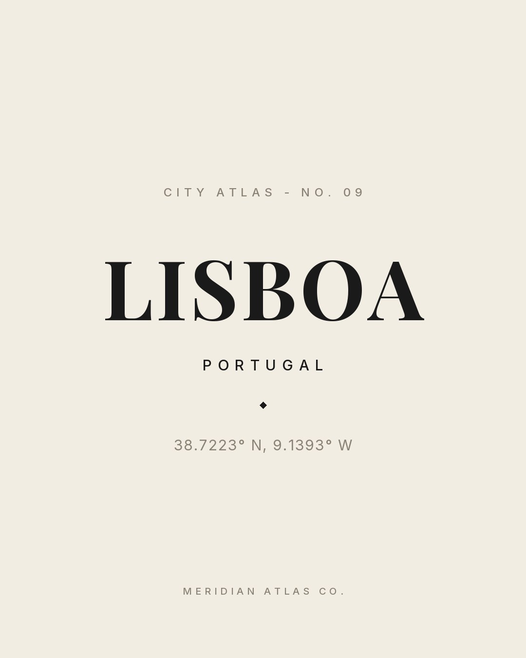 LISBOA typographic plate with coordinates