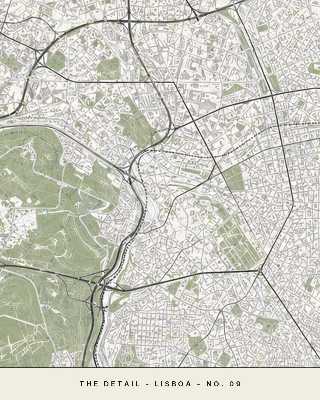 LISBOA map detail, close crop of the street grid