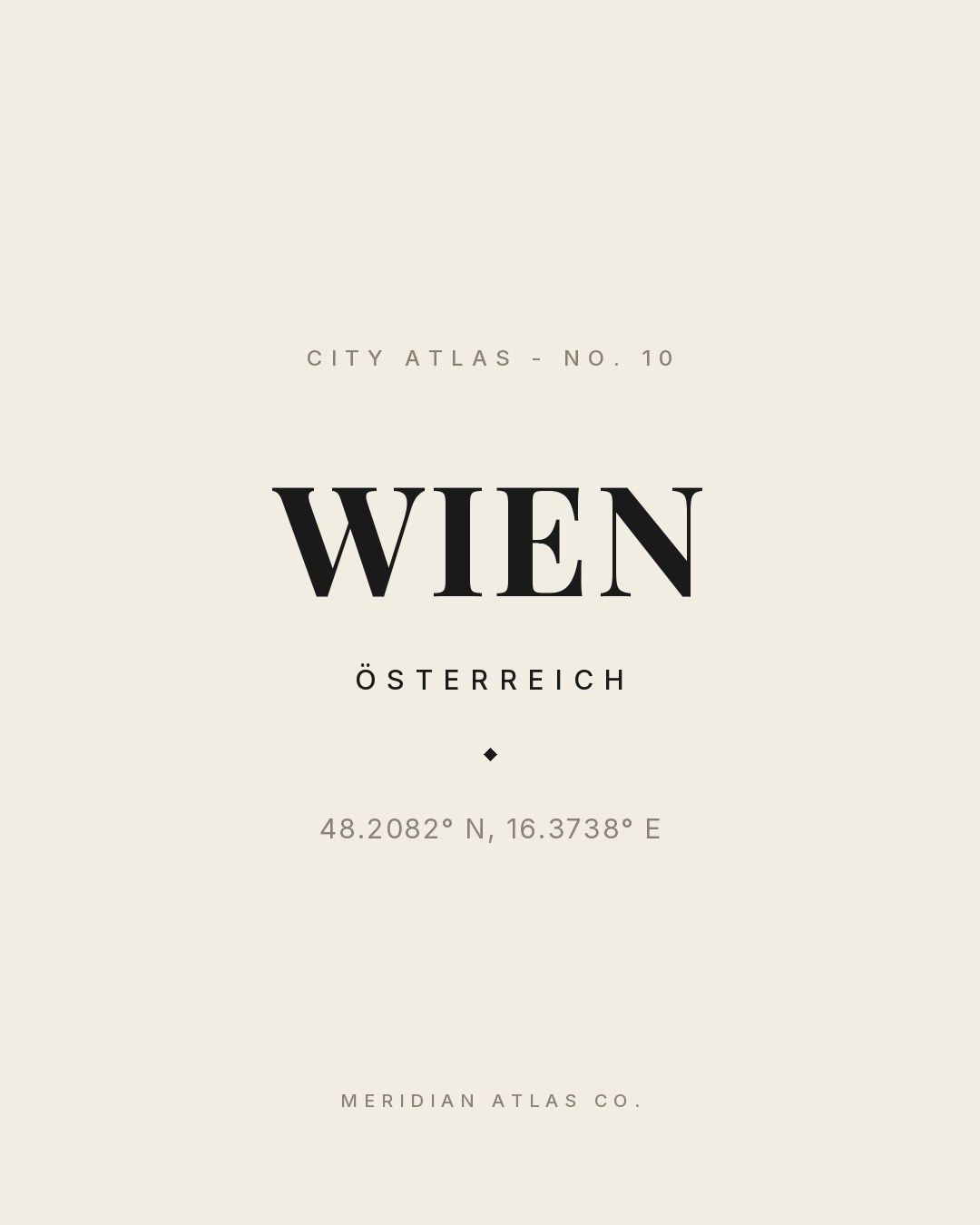 WIEN typographic plate with coordinates