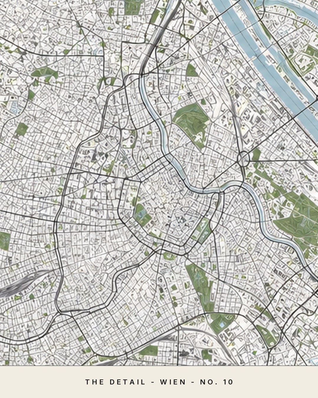 WIEN map detail, close crop of the street grid