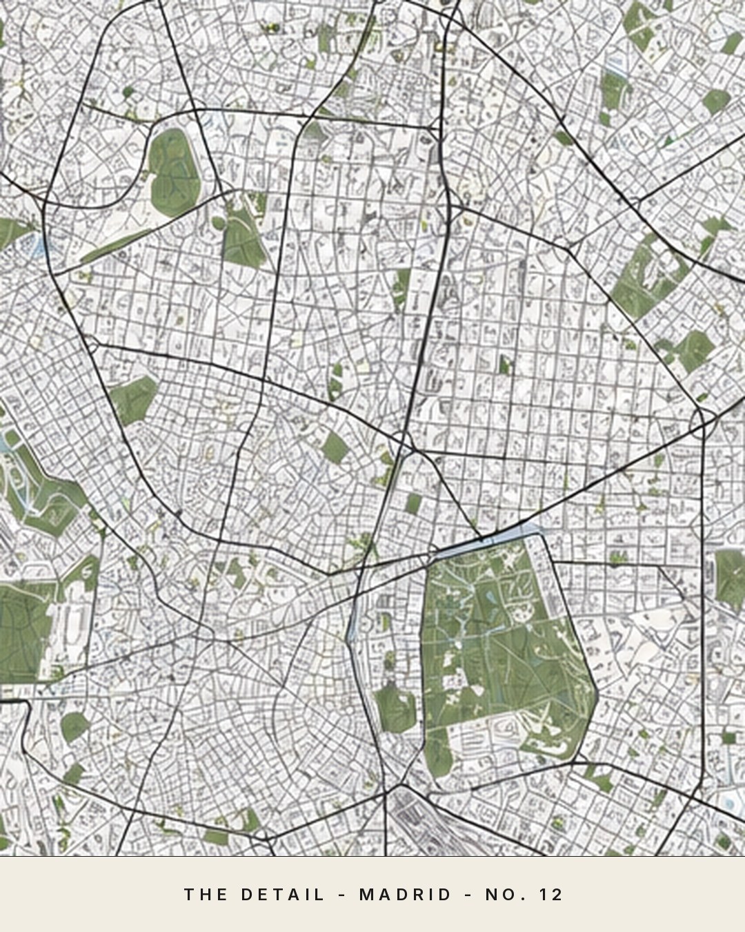 MADRID map detail, close crop of the street grid