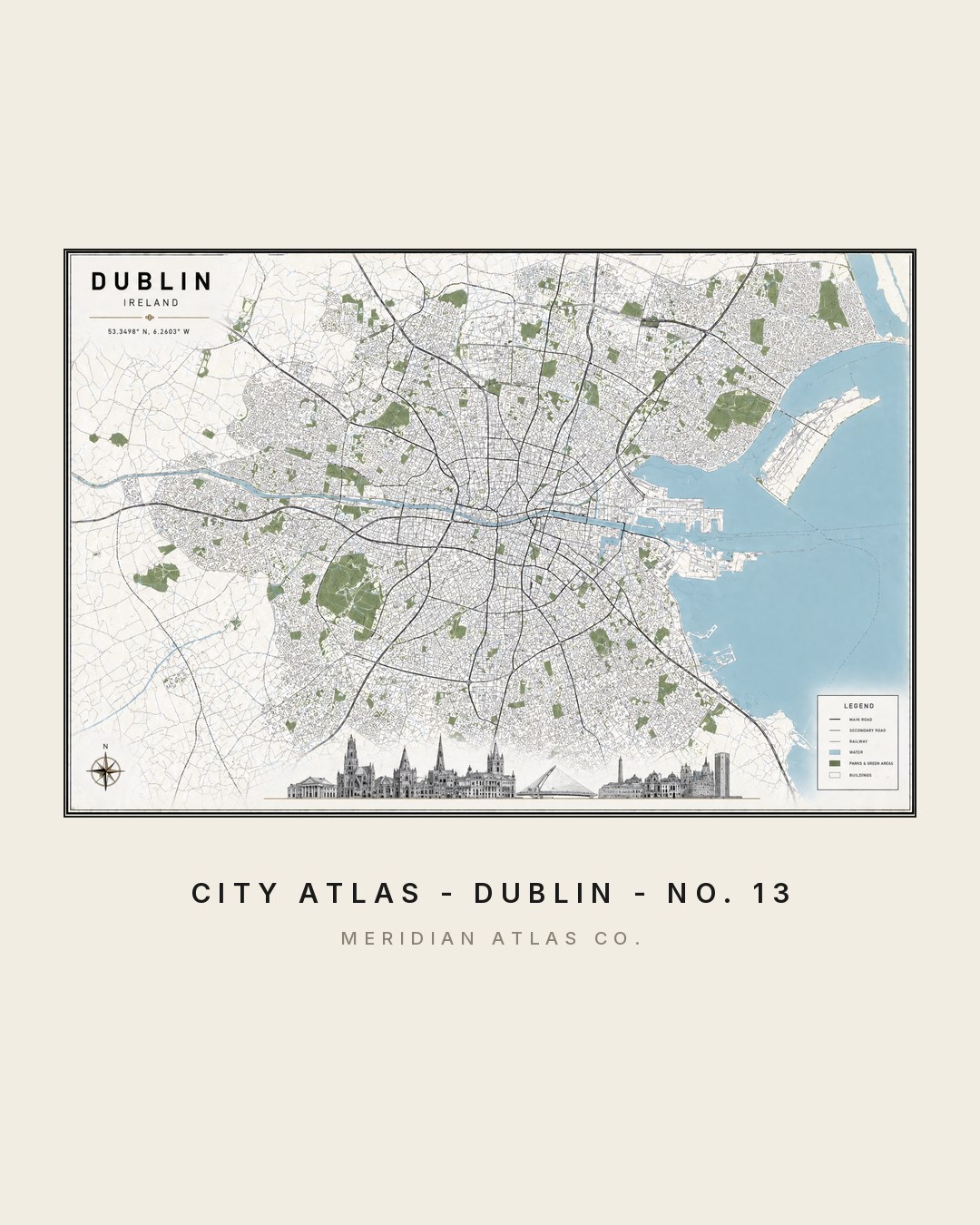 DUBLIN editorial city map print, City Atlas No. 13