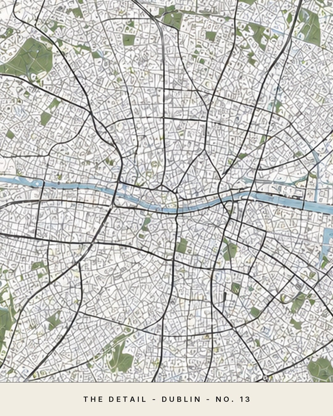 DUBLIN map detail, close crop of the street grid