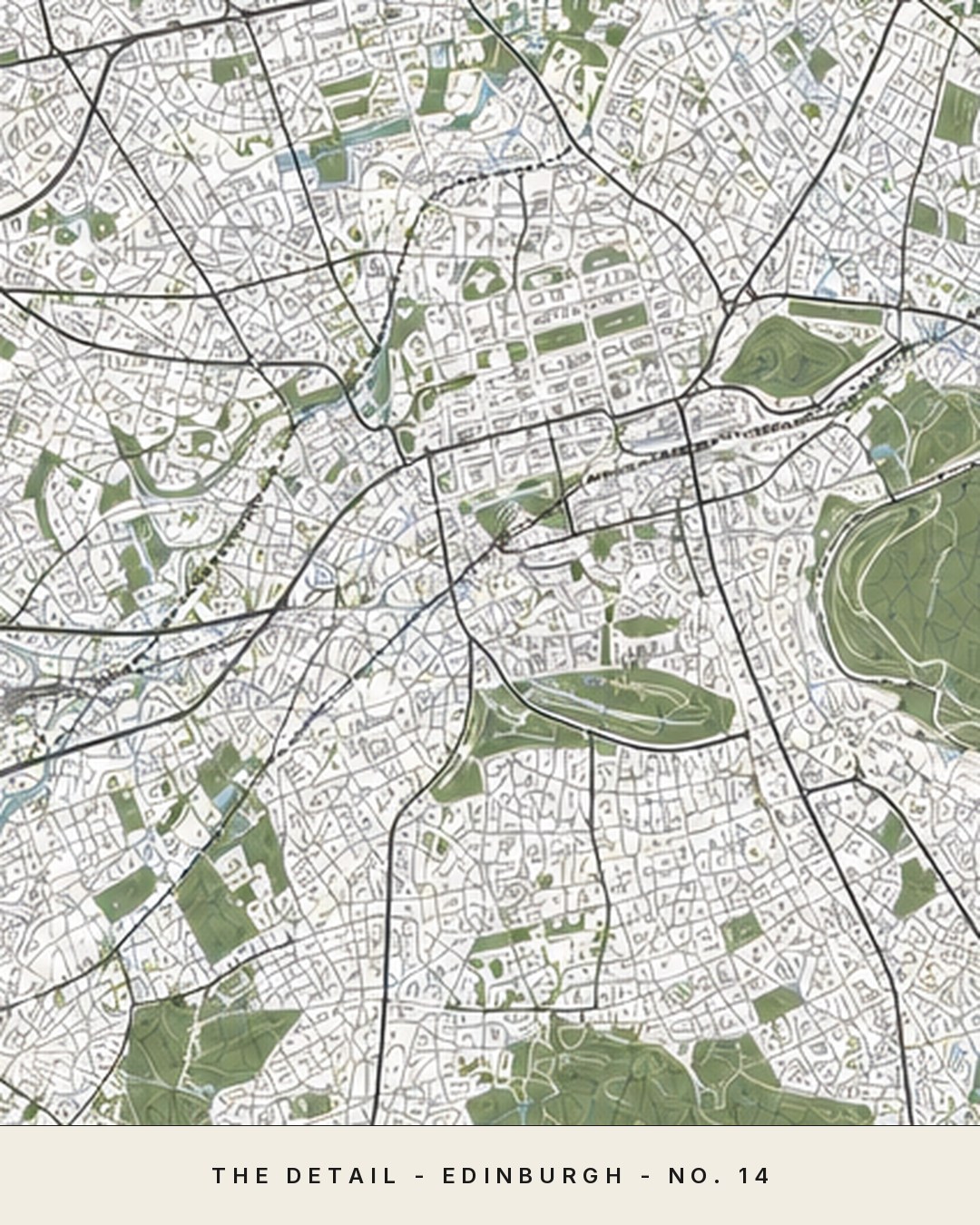 EDINBURGH map detail, close crop of the street grid