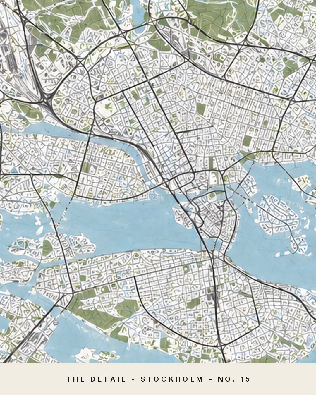 STOCKHOLM map detail, close crop of the street grid