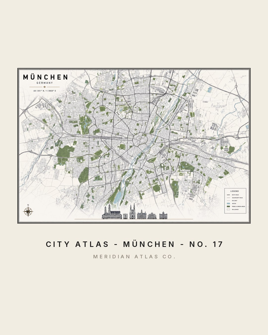 MÜNCHEN editorial city map print, City Atlas No. 17