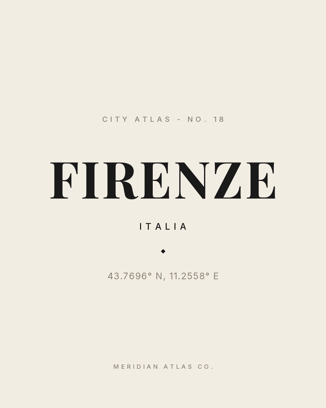 FIRENZE typographic plate with coordinates