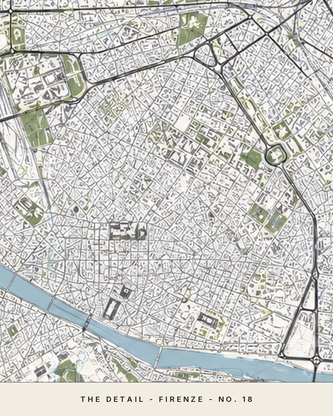 FIRENZE map detail, close crop of the street grid