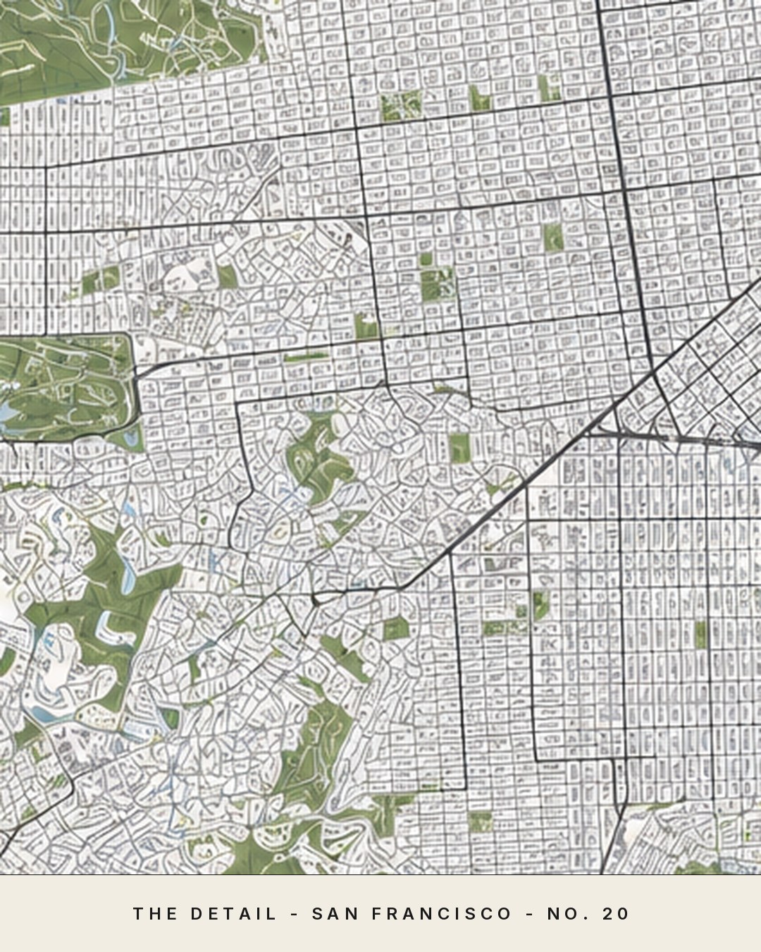 SAN FRANCISCO map detail, close crop of the street grid